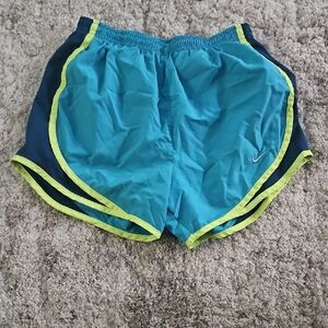 Nike Teal and Lime Green Running Shorts